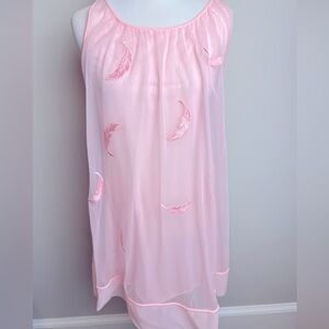 Sans Souci Pink Chiffon Babydoll Negligee 70s Vintage Petite